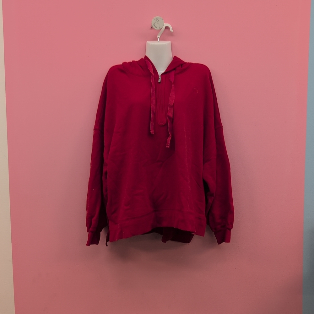 Victoria Secret PINK Campus FleeceTunic Hoodie Large Bright Vermillion